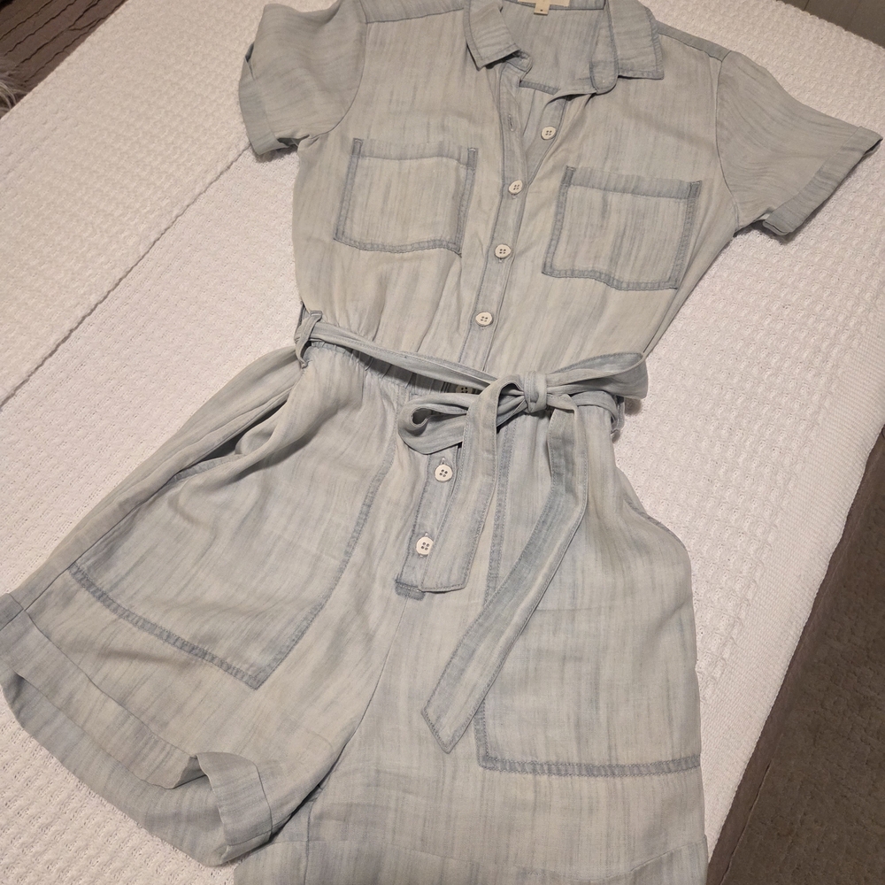 Cloth & Stone Sky Blue Collared Top